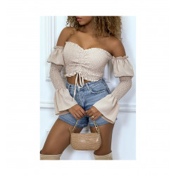 Bustier beige ajustable à...