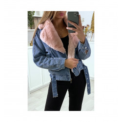 Veste en jean bleu avec col...