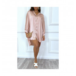 Robe chemise rose satiné...